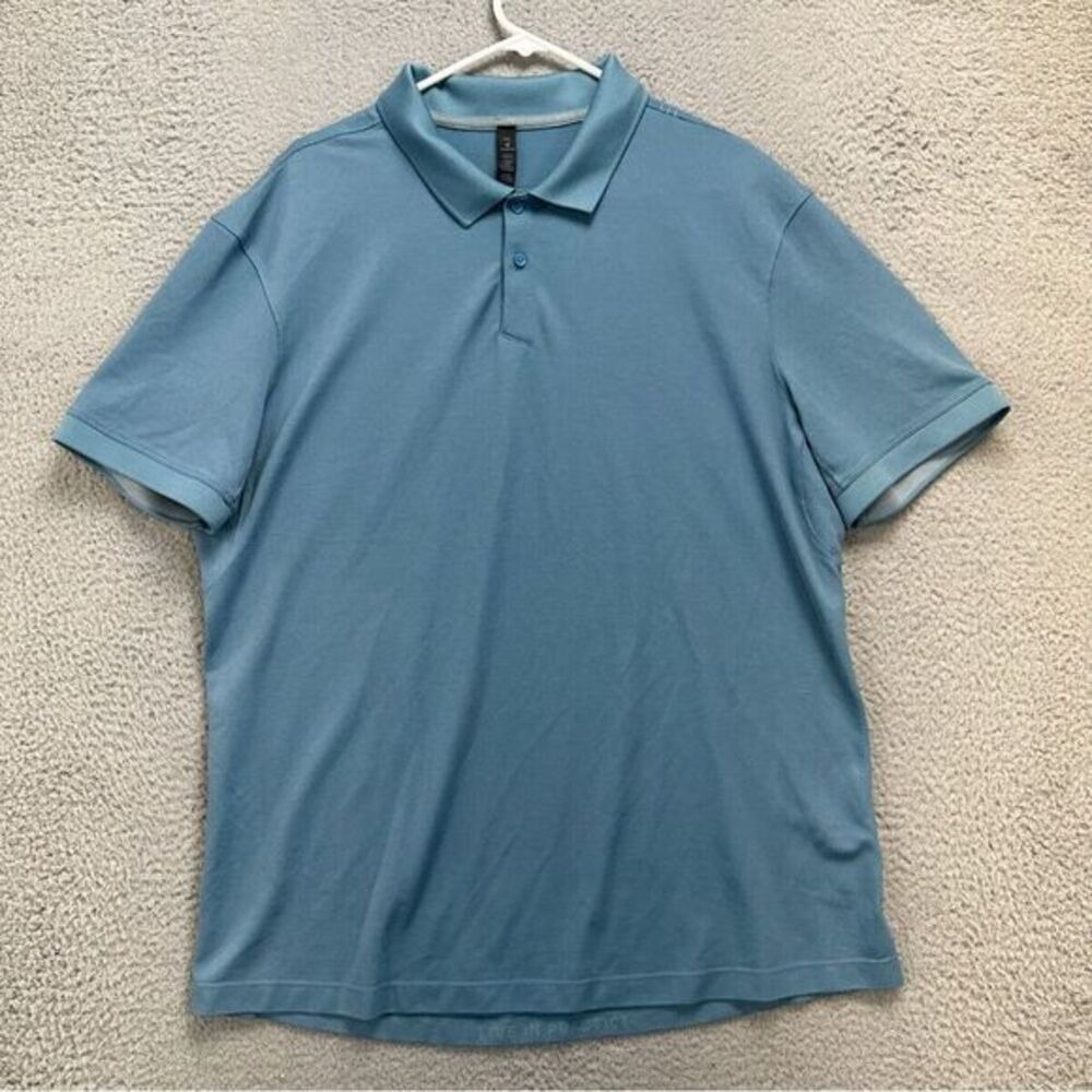 Lululemon Shirt Adult 2XL Blue Pima Cotton Blend Golf Golfer Polo Rugby Mens